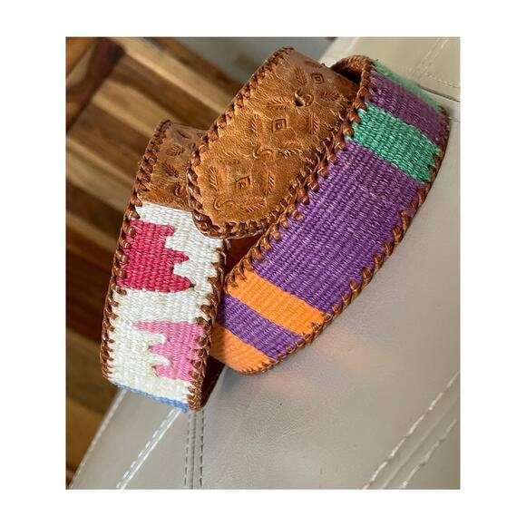 Southwestern Multi Colored Woven Women’s Leather Belt main image 7